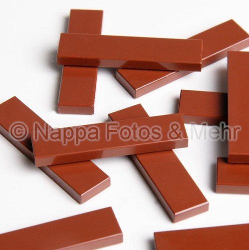 50x Fliese rotbraun 1x4 bedruckt Holz 4 Nägel für Tische Treppen Lego kompatibel 