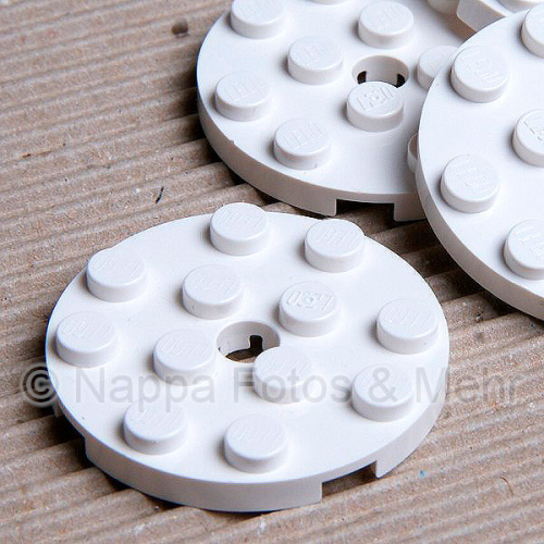 LEGO® Platte rund 4x4 weiß mit Loch