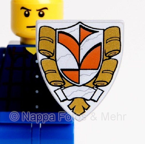 LEGO® Schild "Wappen" klein hellgrau gold orange