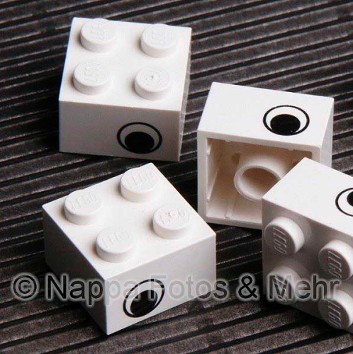 LEGO Basisstein 2x2 mit Auge weiß