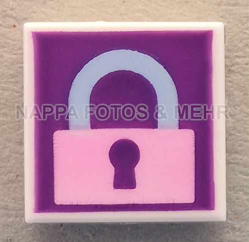 LEGO® Fliese bedruckt 1x1 "Hängeschloss" violett-rosa