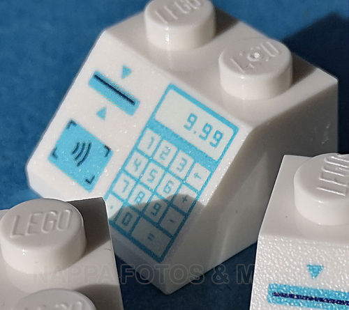 LEGO® Dachstein bedruckt  45° 2x2 "Registrierkasse" weiß